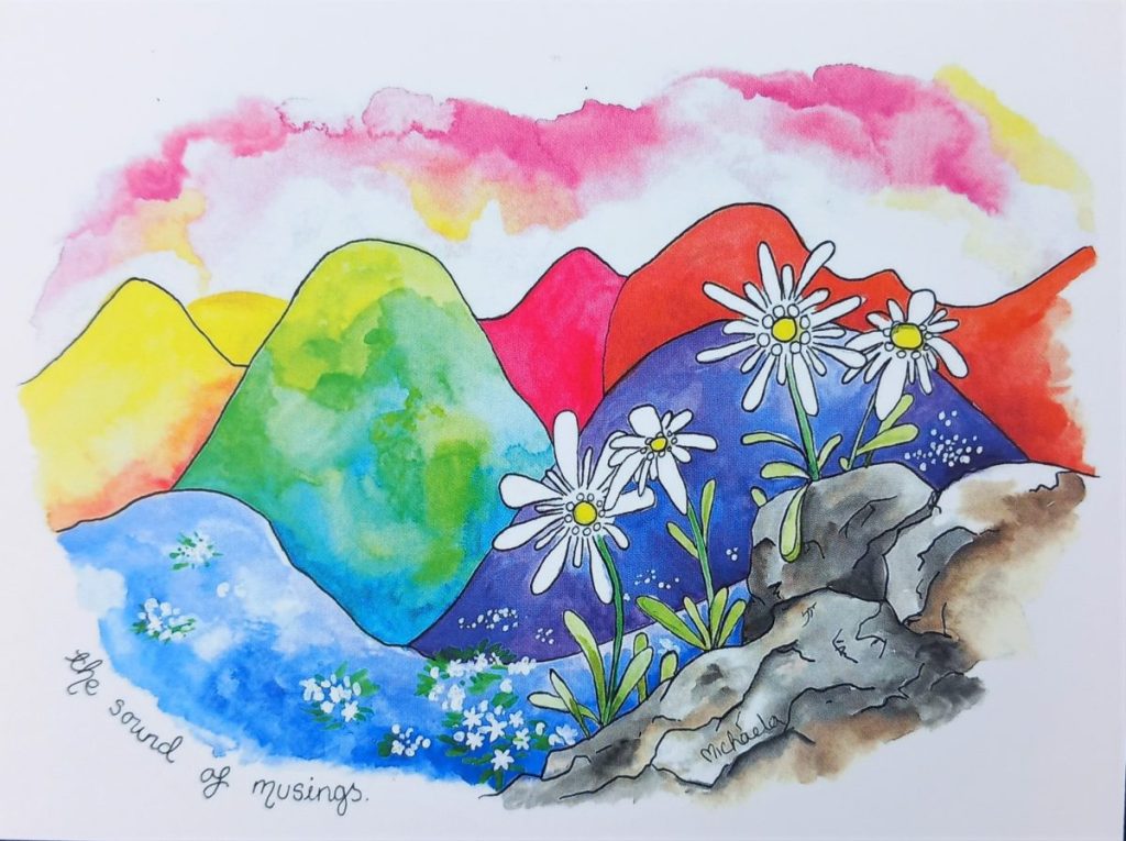The Sound of Musings Postcard - Edelweiss and Mountains