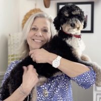 Author Bryony Wood with her dog Hector.